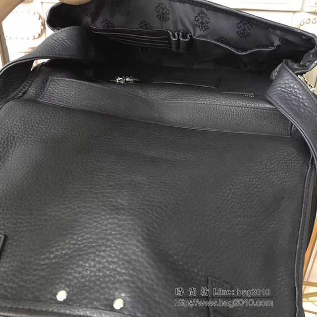 chrome hearts包 克羅心公事包 S925純銀 YKK拉鏈 手工刺繡多十字架蓋頭 克羅心男士斜挎包  gjc1535
